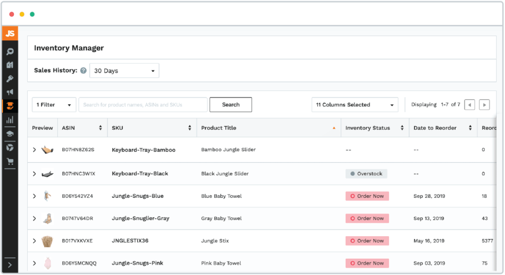 Jungle Scout Inventory Management Tool